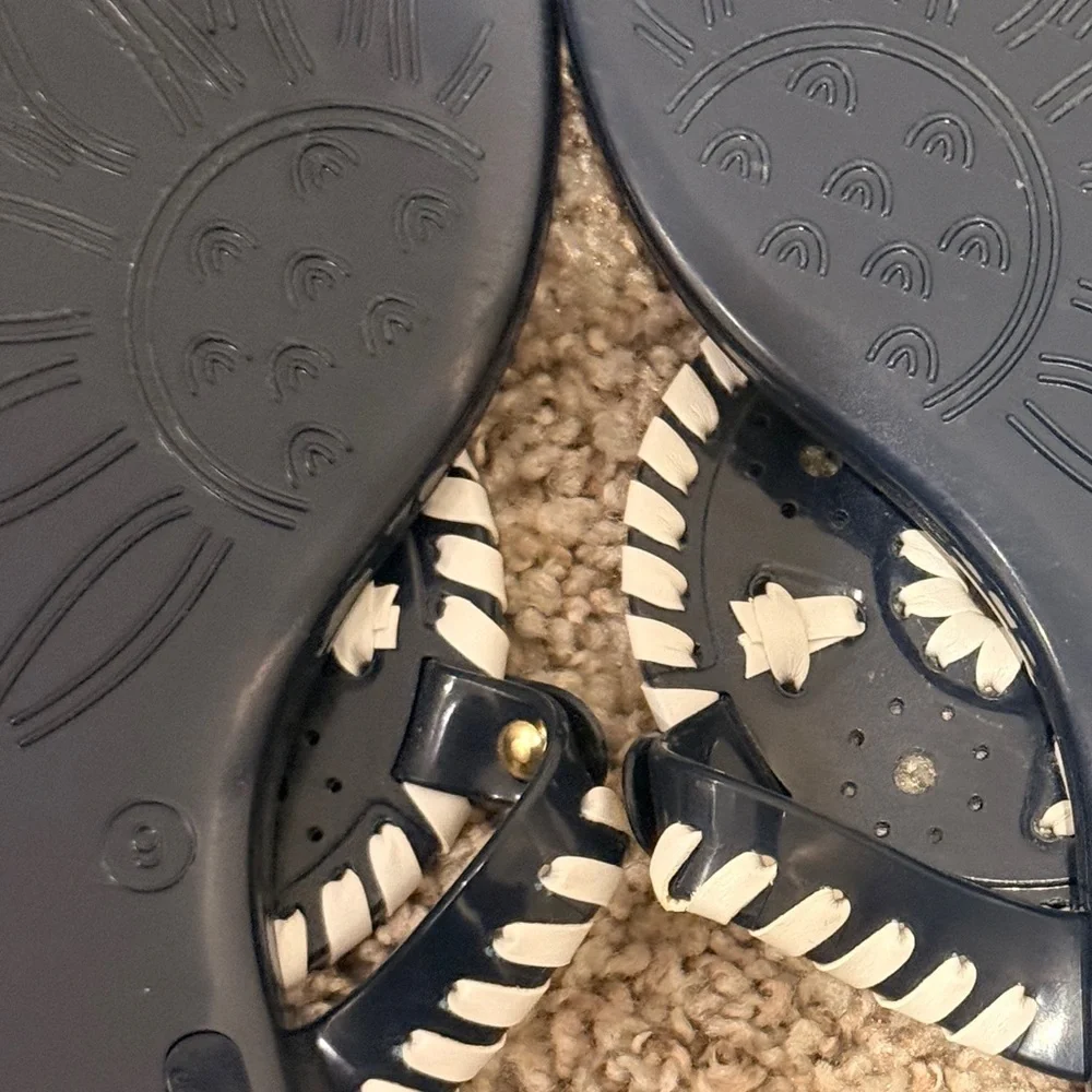 Jack Rogers Navy and White Striped Sandals‎
